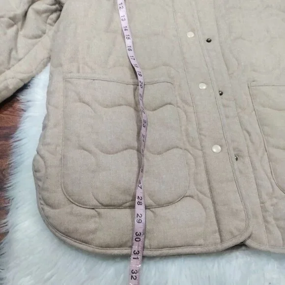 Madewell Italian Fabric Womens Large Quilted Oversized Bomber Jacket Matchstick - Picture 8 of 10